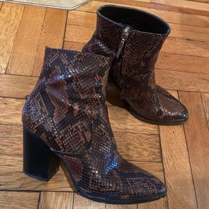 Zara Brown / Black Snakeskin Booties